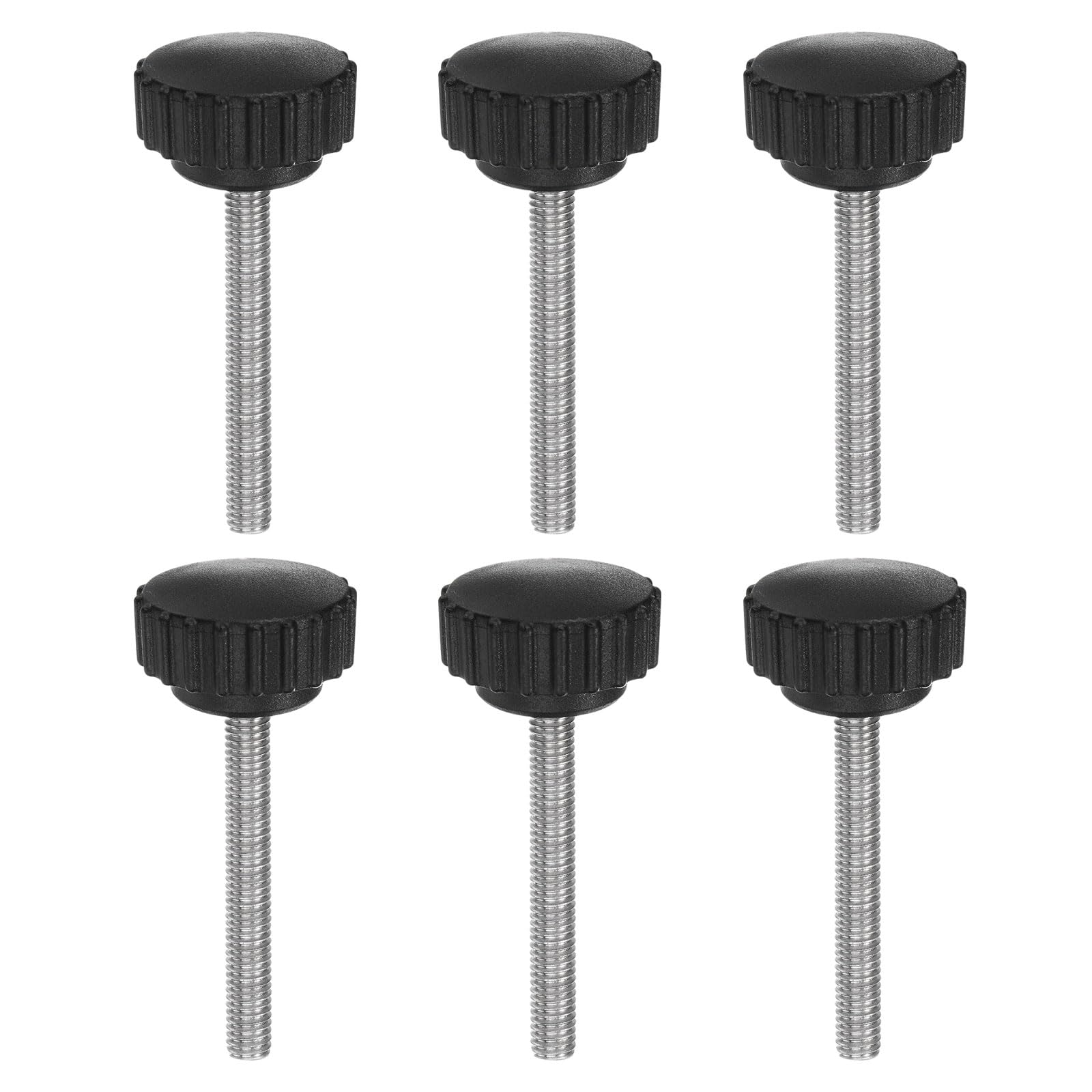 6pcs Knurled Clamp Knob Thumbscrew M6 x 50mm Metric Male Thread 28mm Matte Plast