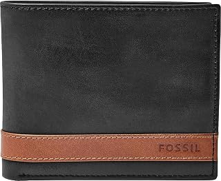 Fossil Men's Quinn Leather Bifold with Coin Pocket Wallet, Black, (Model: ML3653001)