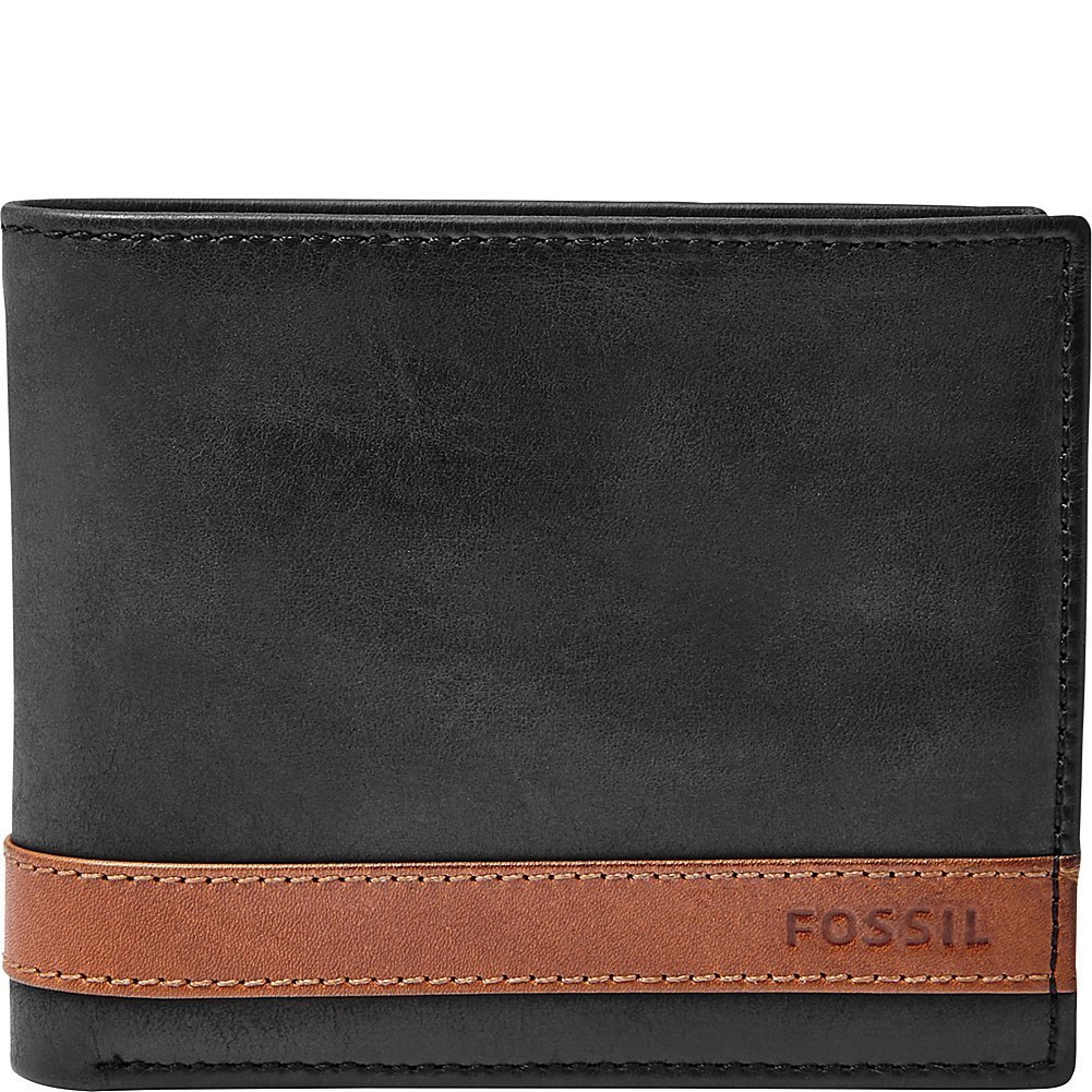 Fossil Men's Quinn Leather Bifold with Coin Pocket Wallet, Black, (Model: ML3653