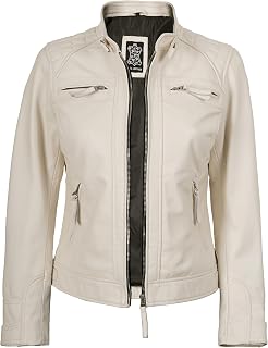 Decrum Cafe Racer Leather Jackets For Women Motorcycle Style
