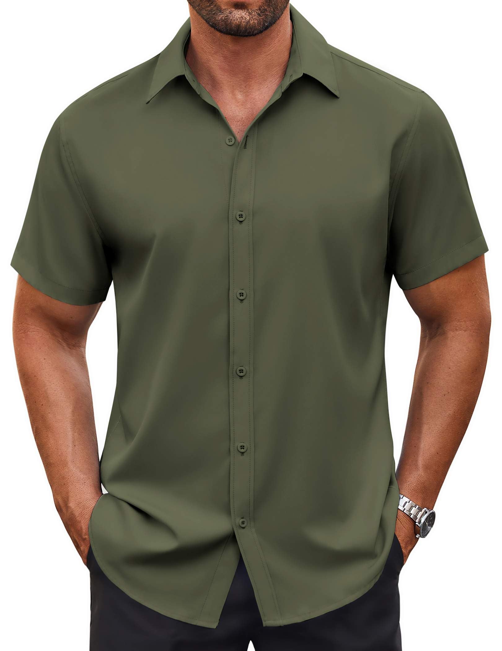 COOFANDY Men's Short Sleeve Button Down Shirt Casual Beach Summer Wedding Shirt