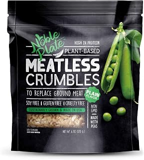 Meatless Crumbles, Soy Free, Non-GMO, Vegan, 45g Protein, 0g Net Carb, Plant-Based Vegan Meat Substitute, Made in USA, Wholesome Provisions, 170g (Plain, 1 Pack)