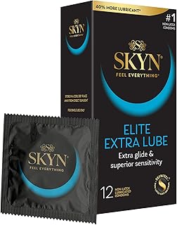 SKYN Elite Extra Lube Condoms – 12 Count – Ultra-Thin, Lubricated Latex-Free Condoms with Extra-Silky Lubricant