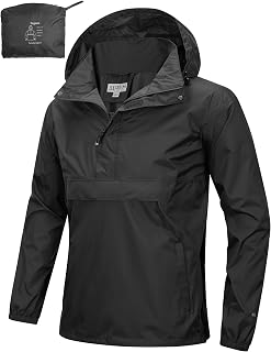 33,000ft Men's Raincoat Lightweight Waterproof Packable Hooded Raincoat with Reflector for Bike Hiking Outdoor