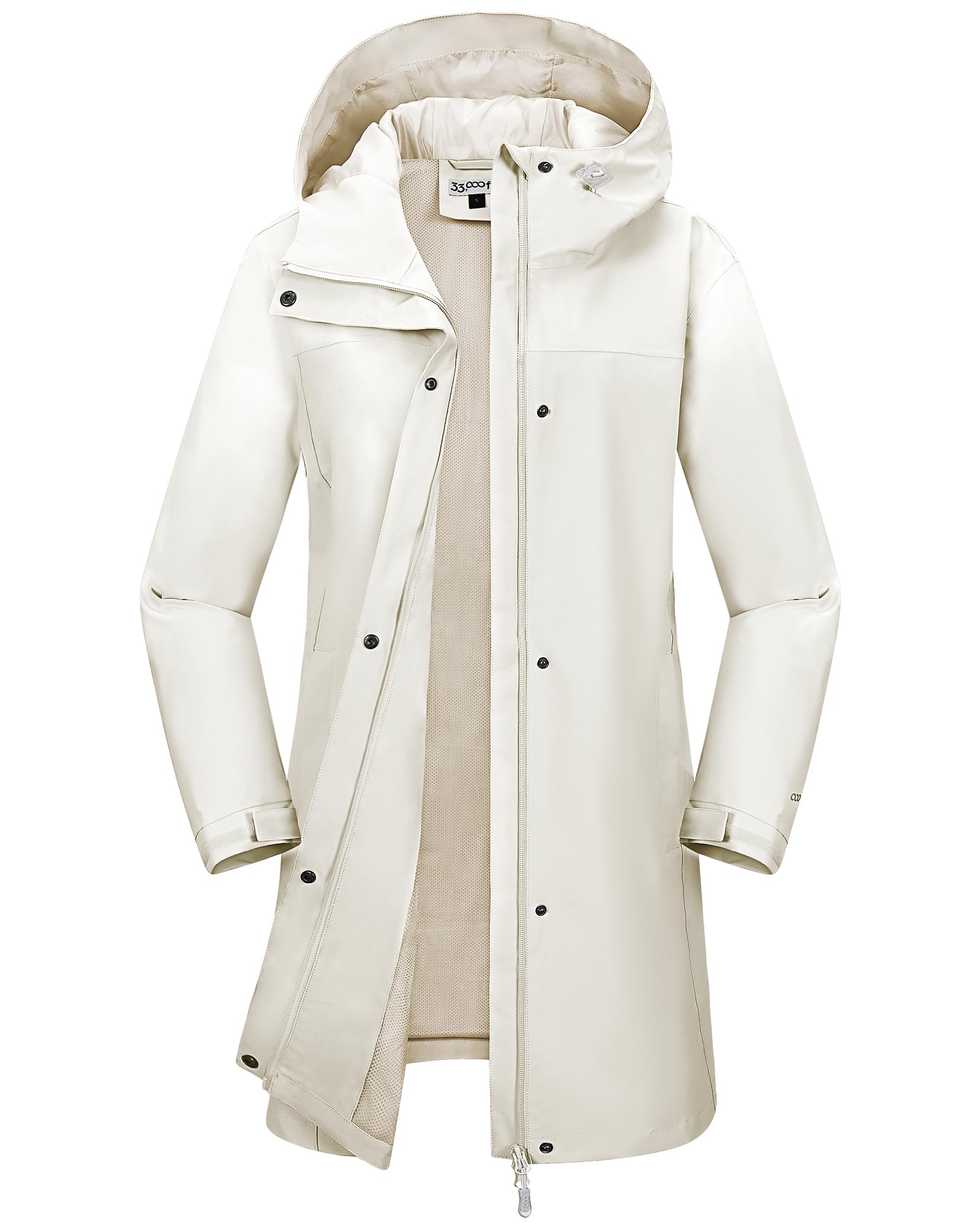33,000ft Women's Waterproof Rain Jackets Long Rain Coats with Hood