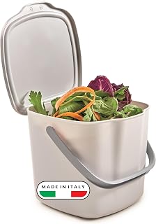 Snips 3L Kitchen Wet Bin - Under Sink Waste Bin with Removable Lid, Handle and Hook, 20.5 x 18.5 x 16.8 cm, White - Made in Italy