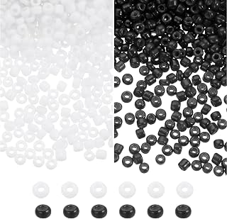 Generic 12000 Small Glass Beads 12/0 2mm Mini Round Small Loose Beads for Necklace Bracelet Earring Ring Jewelry Making, Black/White
