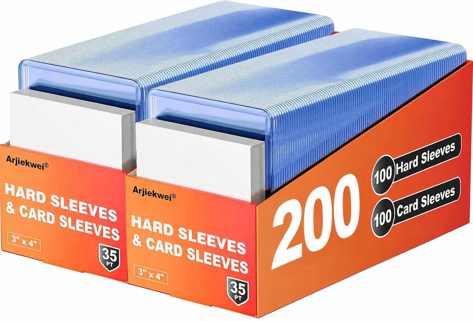 400 Card Sleeves Hard Plastic, Arjiekwei 3"X 4" Trading Card Holder, 35PT | Base