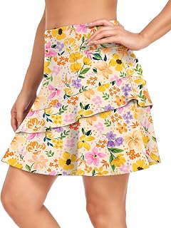 Tennis Leggings with Pockets for Women Active Skort Athletic Ruffle Pleated Golf Skapri with Skirt