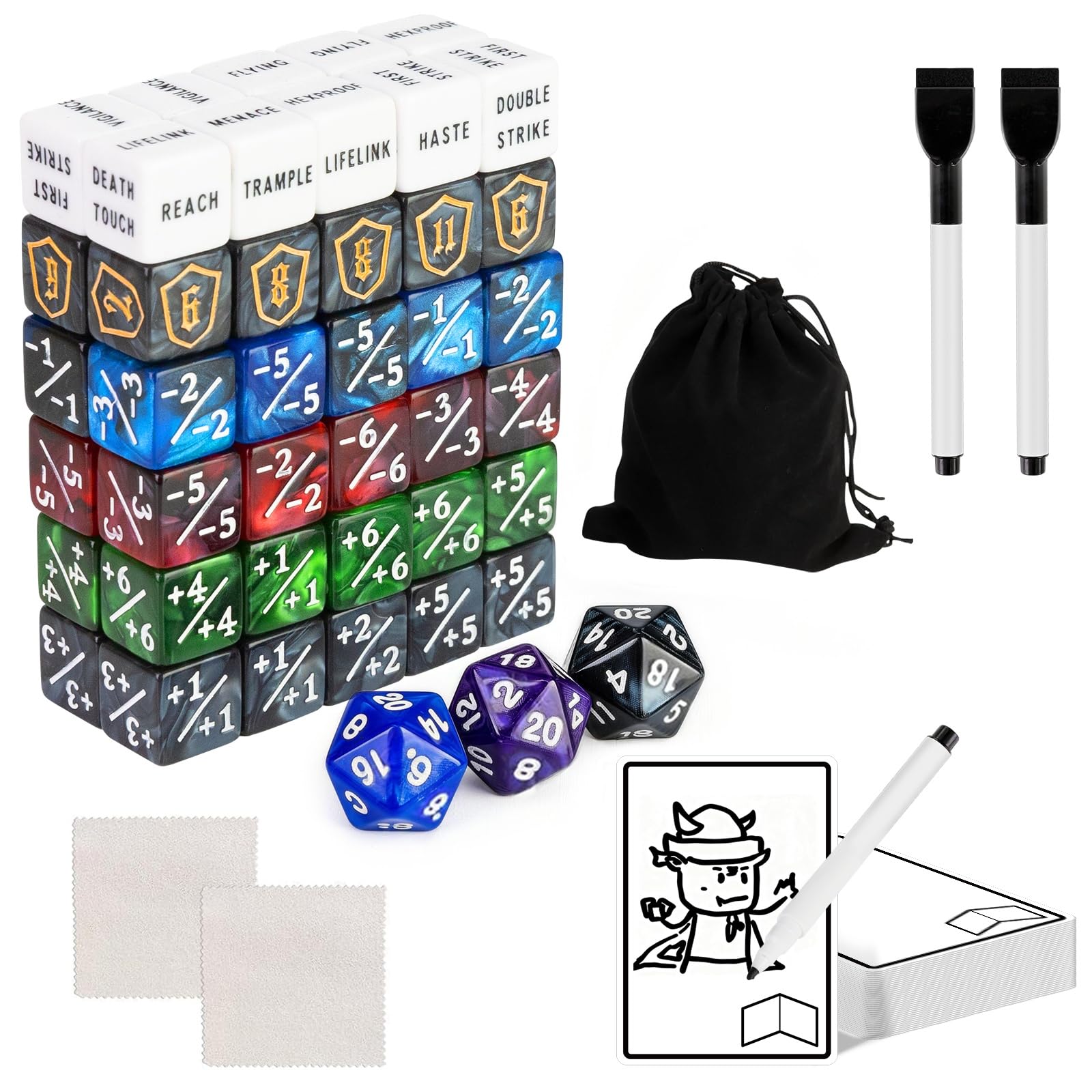 115-Piece MTG Dice Set with Dry Erase Tokens Kit | Includes 63 Dice Counters and