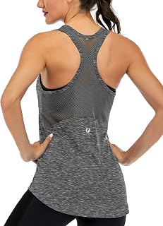 Fihapyli ICTIVE Women's Sleeveless Yoga Tank Top, Mesh Back Fitness Top, Lightweight and Breathable Racerback Sports Shirt for Intense Muscle