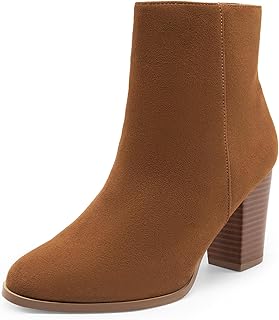 DREAM PAIRS Women's Ankle Boots with High Block Heel Elegant Comfortable