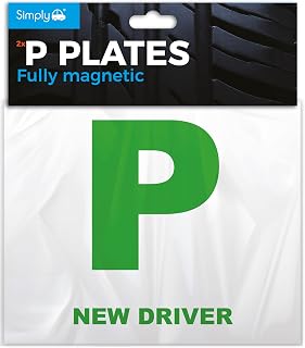 Simply TL1100 Pack of 2, Fully Magnetic Car P-Plates Twin Pack for New Drivers, Easy to Attach and Remove, Strong Magnet Backs for Vehicles