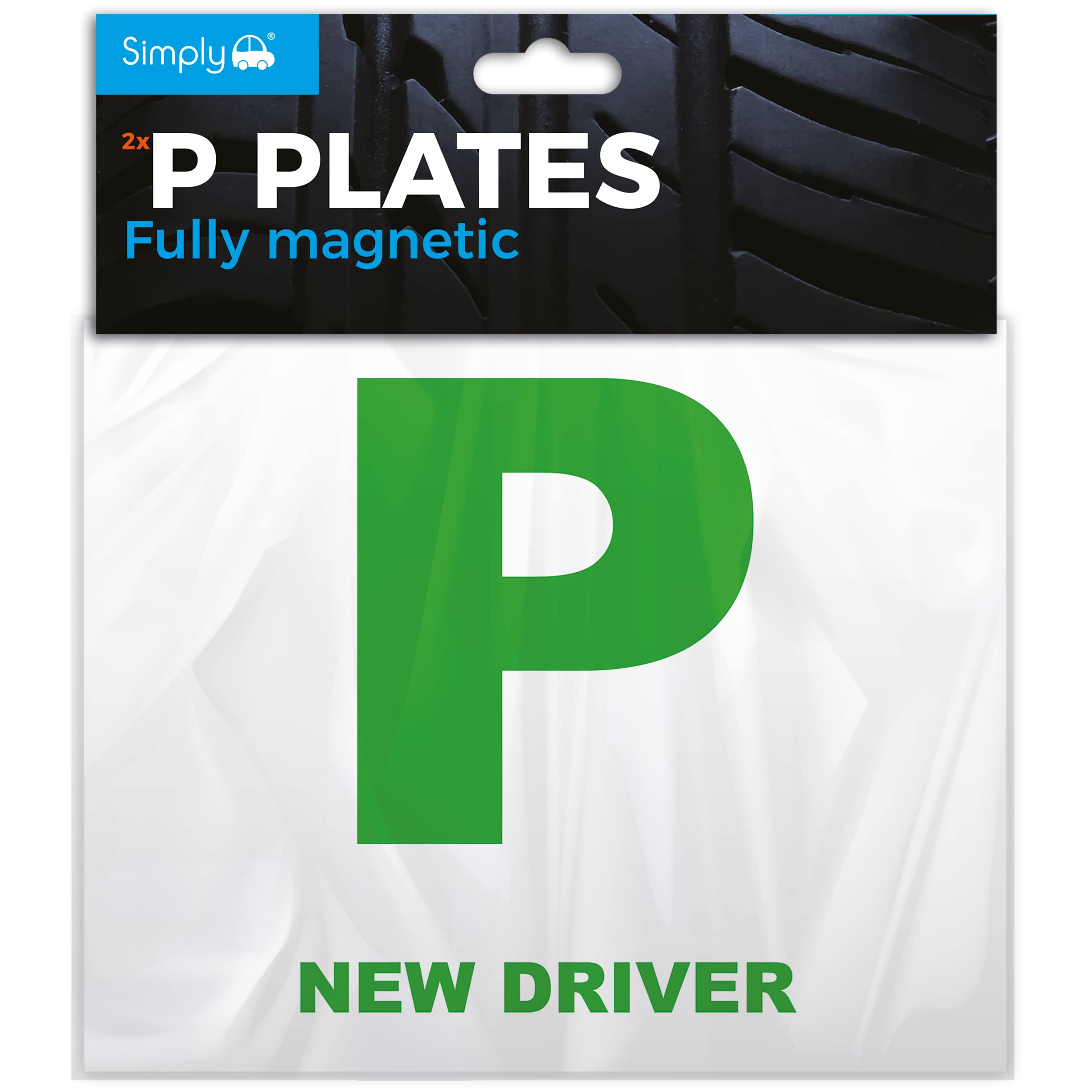 Simply TL1100 Pack of 2, Fully Magnetic Car P-Plates Twin Pack for New Drivers, 