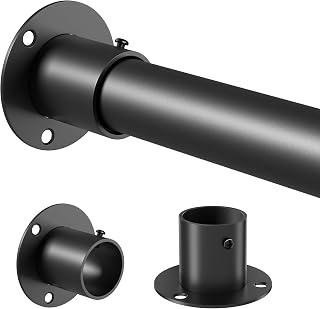 Venwemong Wardrobe Rod, Extendable Clothes Rail, Stable Metal for Closet & Storage, Black, Length 85–230cm, Diameter 32mm