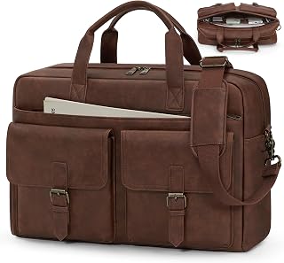 RAINSMORE Messenger Bag for Men 16 Inch Leather Laptop Bags Work Computer Laptop Briefcase for Office, Business, Travel