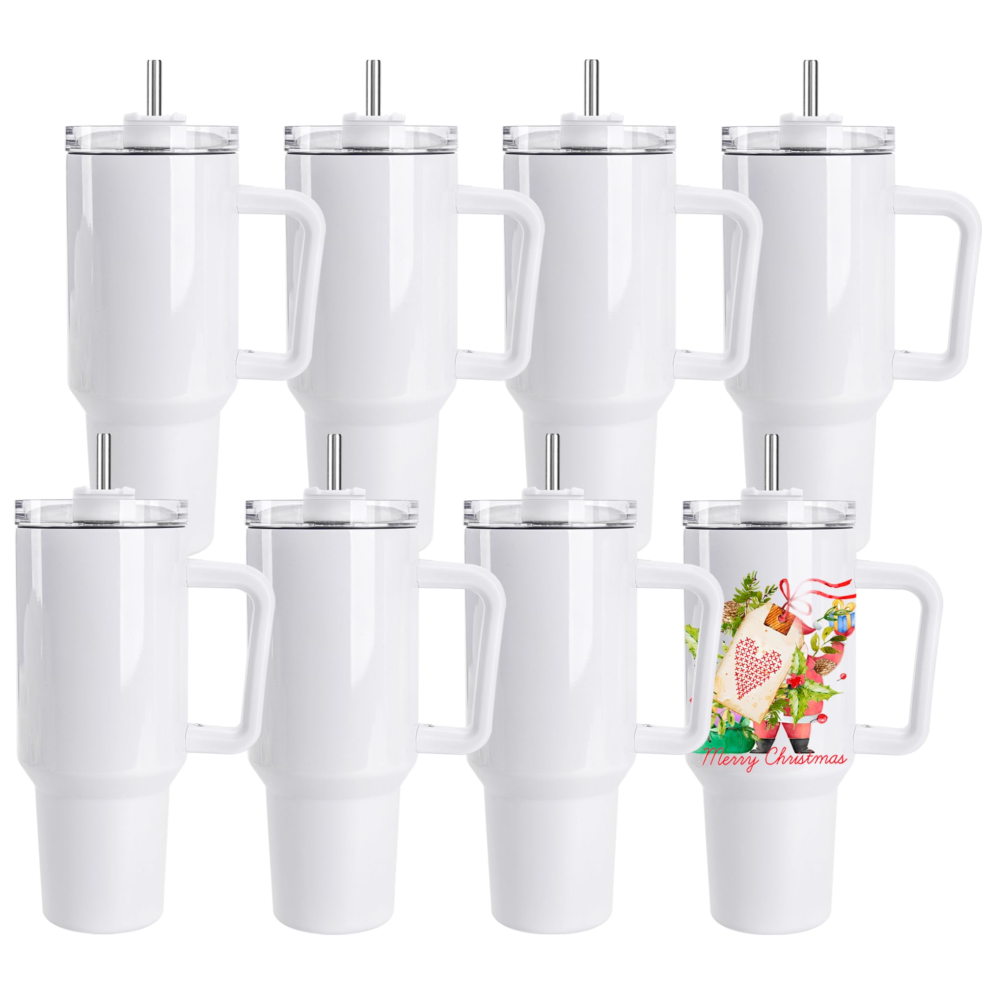D·S 8 Pack Sublimation Tumblers 40 oz Insulated Tumblers with Handle | Insulated