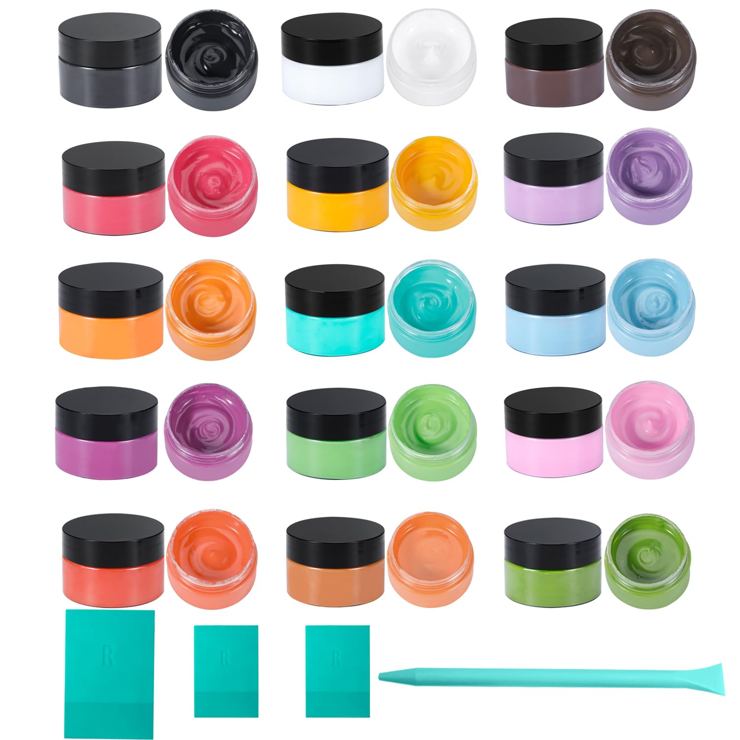 BOOLOOEN 15 Chalk Paste and 4 Chalk Paste Mini Squeegees, Ink Paste Sets for Ste