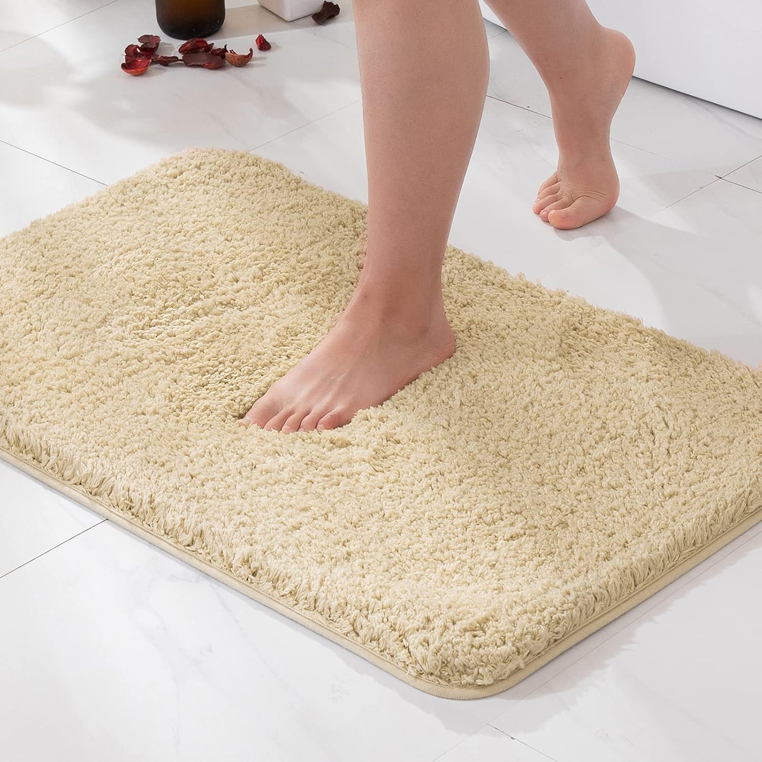 MIULEE 1 Piece Microfiber Mat 4 CM Long Non-Slip Water Absorption Soft Bath Mat 