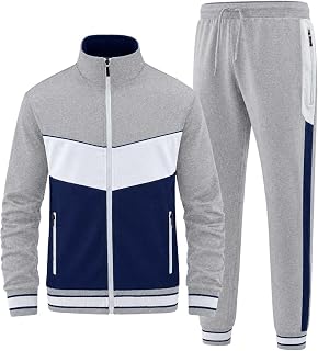 ANOTWENER, Mens Casual 2 Piece Tracksuit Long Sleeve Full Zip Jacket and Joggers Sweatpants