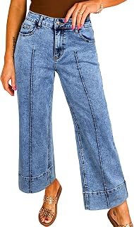 Astylish Women 2026 Wide Leg Jeans High Waisted Cropped Ankle Denim Pants