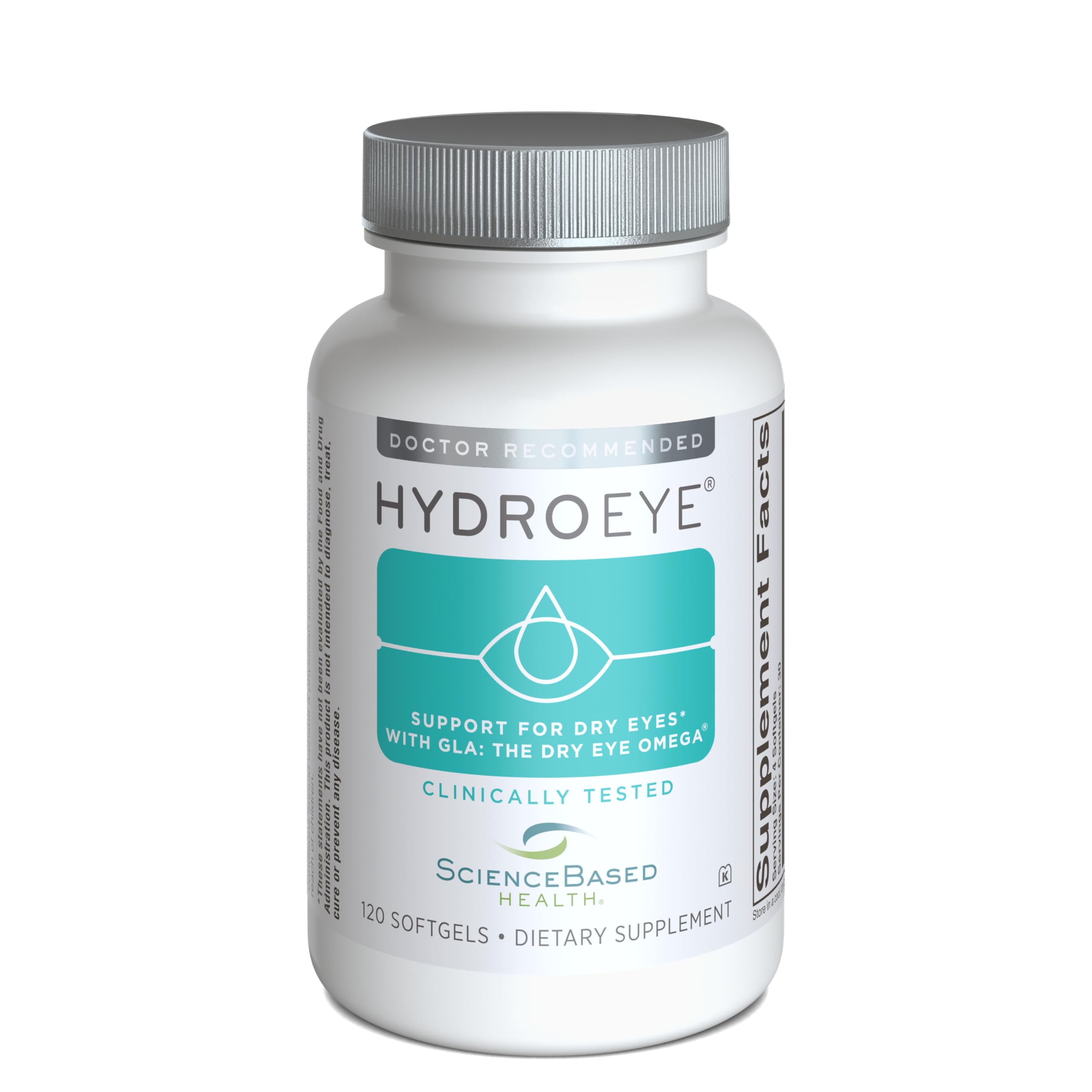 HydroEye Dry Eye Supplement, Clinically Tested, GLA & Omega3s - 120 Count | Supp