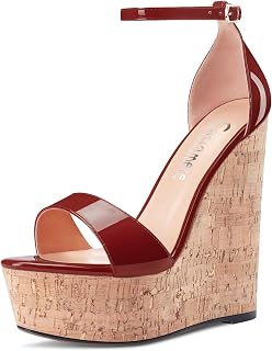 CASTAMERE Women's High Wedge Platform Heel Open Toe Strappy Ankle Sandals Wedding Party Dress 15CM Heels