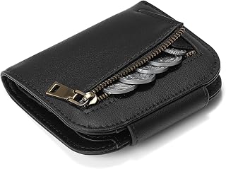 GAEKEAO Women's Wallet RFID Blocking Leather Compact Bi-fold Wallet for Woman Zipper Coin Pocket Small Ladies Purse with ID Window
