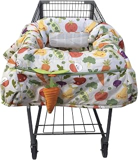 Boppy Shopping Cart &amp; High Chair Cover, 360 Padded Baby Seat Cover &amp; Toy | Easy-on Stretch Fabric for Single and Wide Shopping Carts and Playground Swings, 6-48 Months - Multi-Color Farmers Market