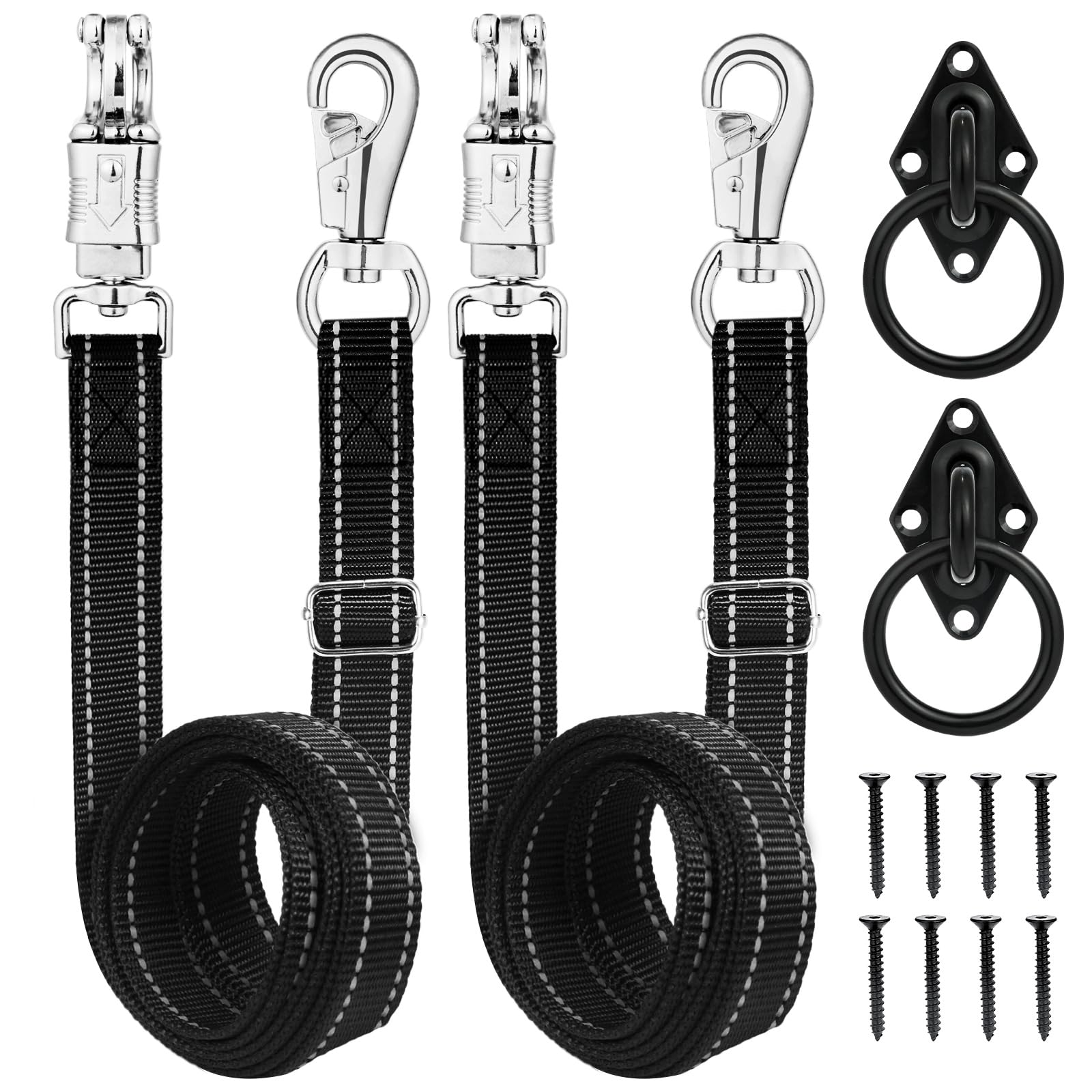 Ciphuoly Heavy-Duty Horse Cross Ties Adjustable Nylon 2 Pack Black | Strong Pani