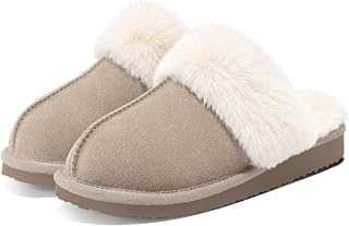 Litfun Fuzzy Memory Foam Slippers for Women Indoor Outdoor House Shoes