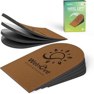 Welnove Orthopaedic Heel Lifter for Shoes - 1 Pair - Adjustable 4 Layer Risers for Leg Length Difference, Heel Pain and Plantar Fasciitis, Medium Brown