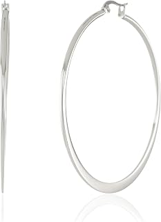 Amazon Essentials Gold Plated or Stainless Steel Flattened Hoop Earrings