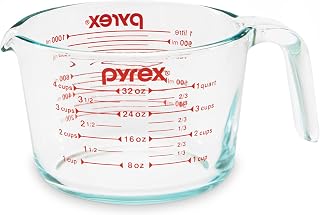 Pyrex 4 Cup Glass Measuring Cup For Baking and Cooking | Preheated oven, dishwasher, freezer, and microwave safe