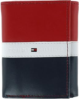 Tommy Hilfiger Men's Genuine Leather Trifold Wallet With ID Window, Credit Card Pockets