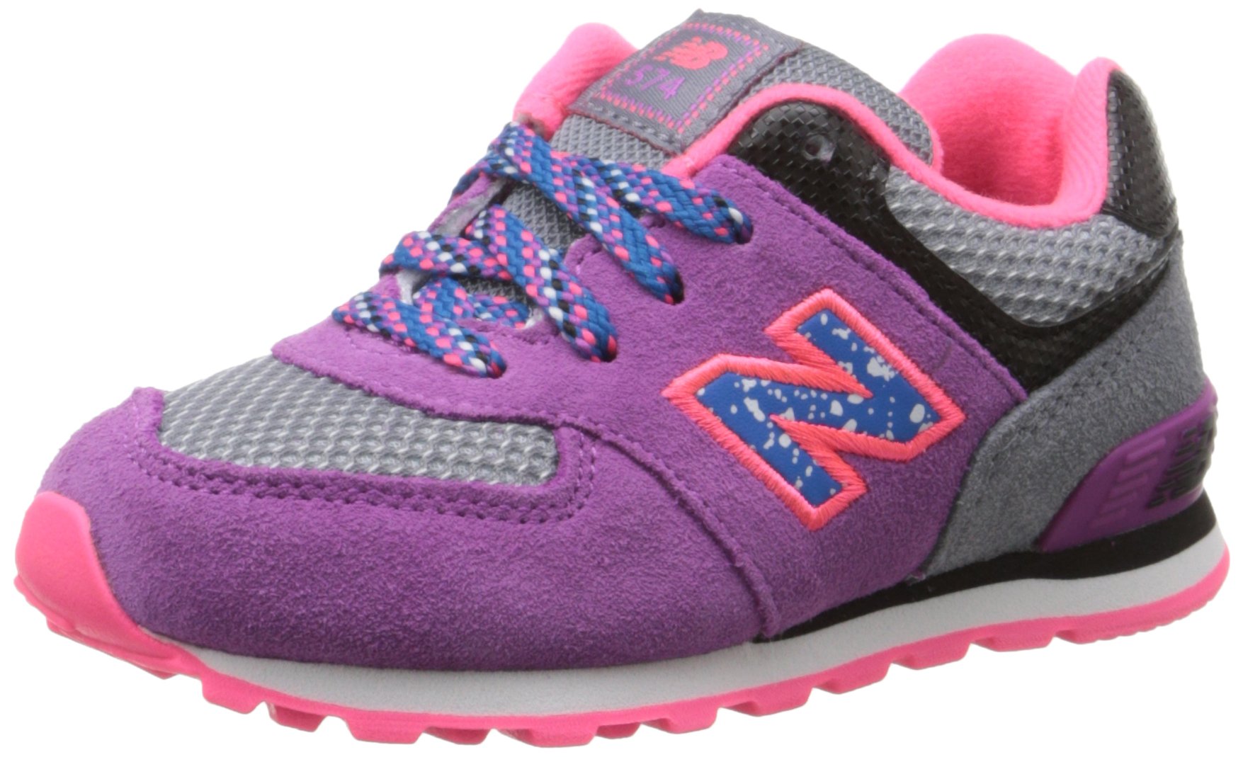 New Balance Boys Unisex Kinder 574 Sneakers, Grigio E Viola, 23 EU Wide