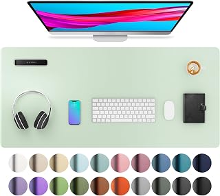 Aothia Desk Pad, PU Leather Office Mat, Mouse Pad, Non-Slip Desk Protection, Waterproof Desk Block for Office and Home (91 x 43 cm, Water)