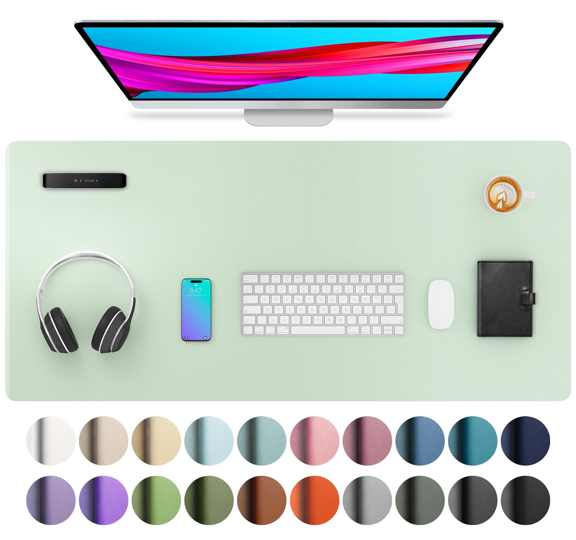 Aothia Desk Pad, PU Leather Office Mat, Mouse Pad, Non-Slip Desk Protection, Wat