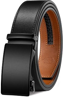 Zitahli Men's Belt, Premium Leather Ratchet Belt, Sliding Belt with Adjustable Automatic Buckle Easier