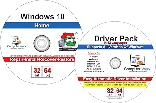 Computer Werx Compatible with Windows 10 Home 32/64 Bit DVD install recovery restore & repair DVD plus Drivers Pack