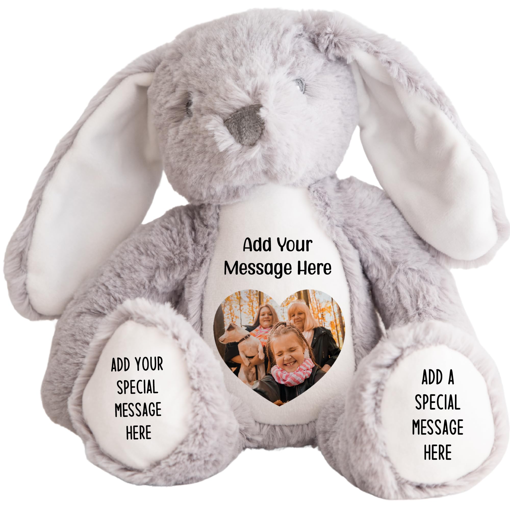 Personalised Photo Teddy Bear – Add Photo on Front & Text on Feet | 28 Styles | 