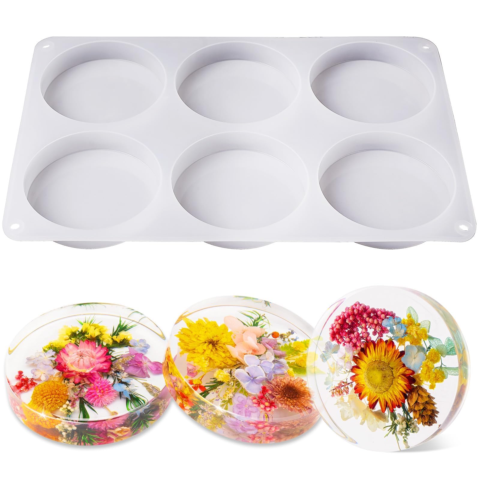 LET'S RESIN Extra Deep Resin Coaster Molds Silicone,4 Inches Silicone Molds | 6 