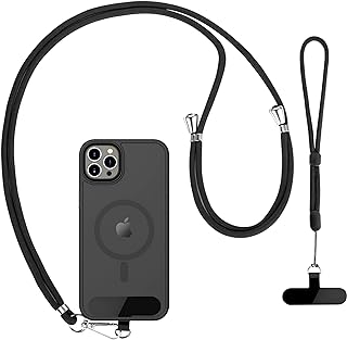 CACOE Universal Mobile Phone Strap for Hanging, Pack of 2 - 1 Adjustable Neck Strap, 1 Hand Strap, 2 Pieces Universal Patch, Universal Shoulder Bag, Chain for Hanging