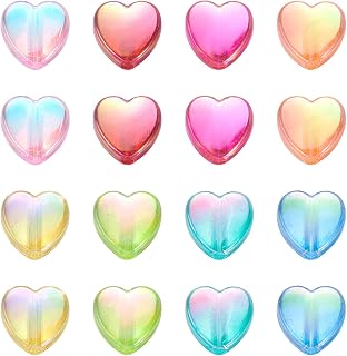 200pcs 8mm Colorful Acrylic AB Heart Beads for Jewelry Bracelet Necklace Jewelry Making