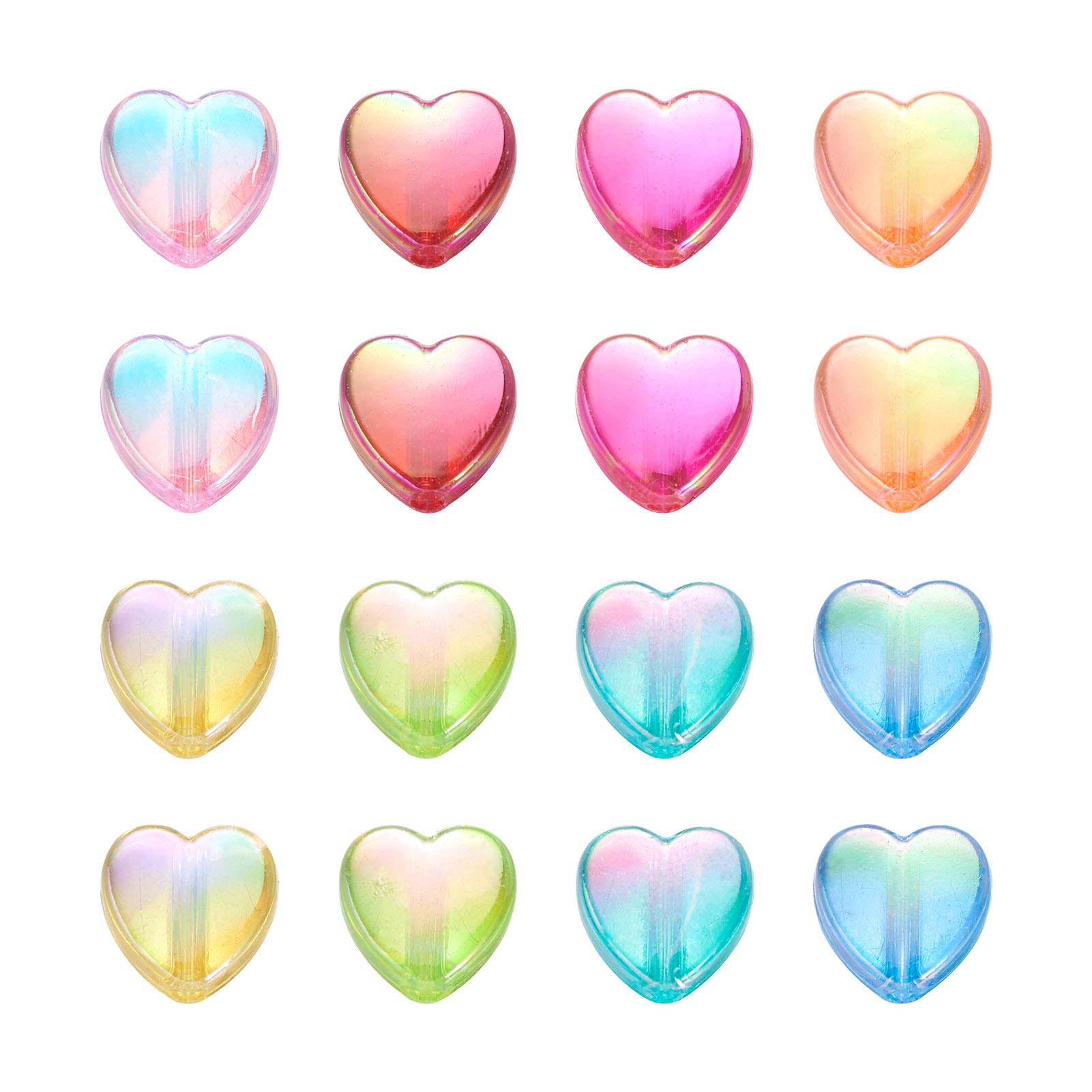 200pcs 8mm Colorful Acrylic AB Heart Beads for Jewelry Bracelet Necklace Jewelry