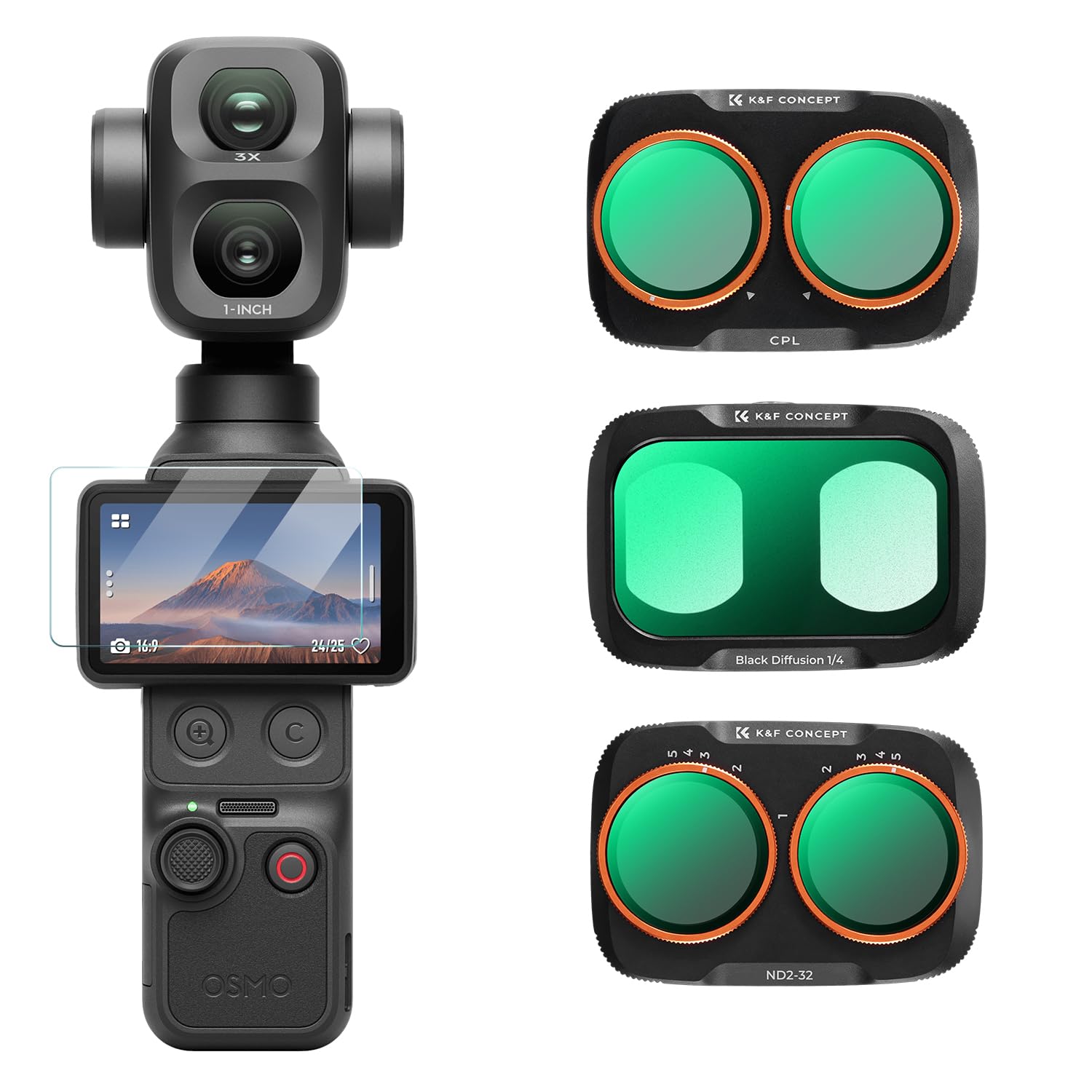 K&F CONCEPT 3-Pack Filter Kit Compatible with DJI Osmo Pocket 4P