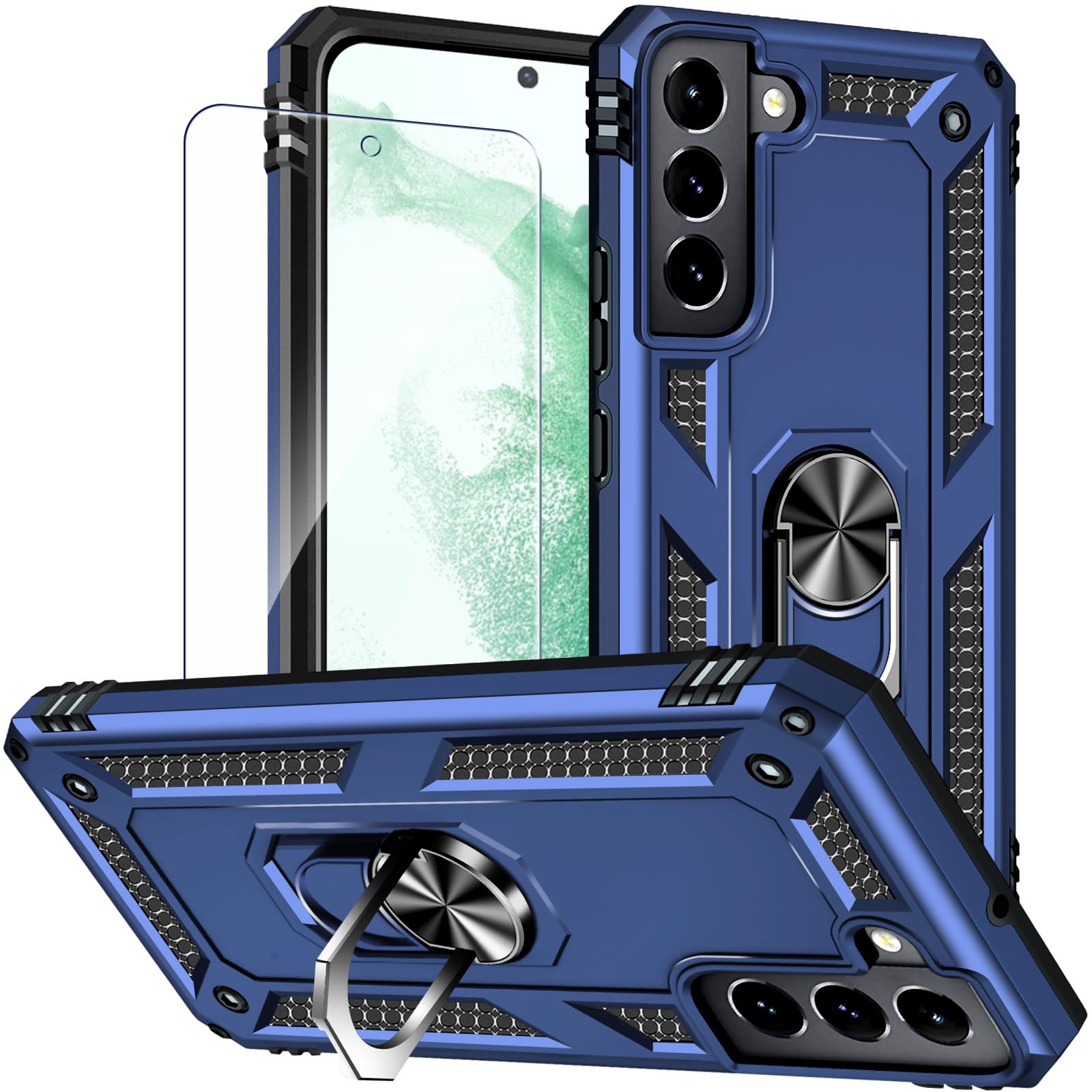 for Samsung Galaxy S22 Case with Screen Protector, 360°Military Grade Rotatable 