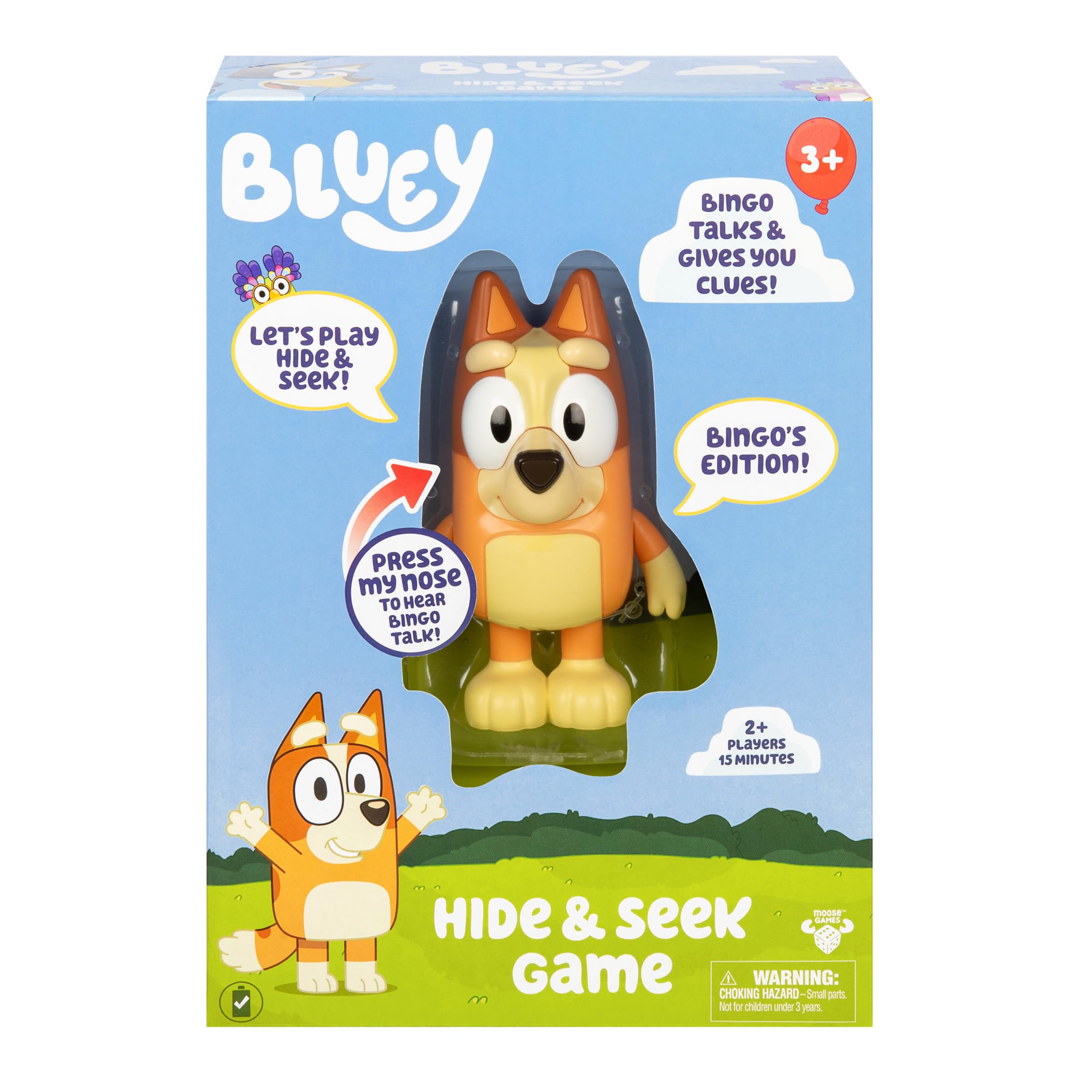 Bluey Hide & Seek Game - Bingo, Hide The Figure and Press Her Nose to Start The 