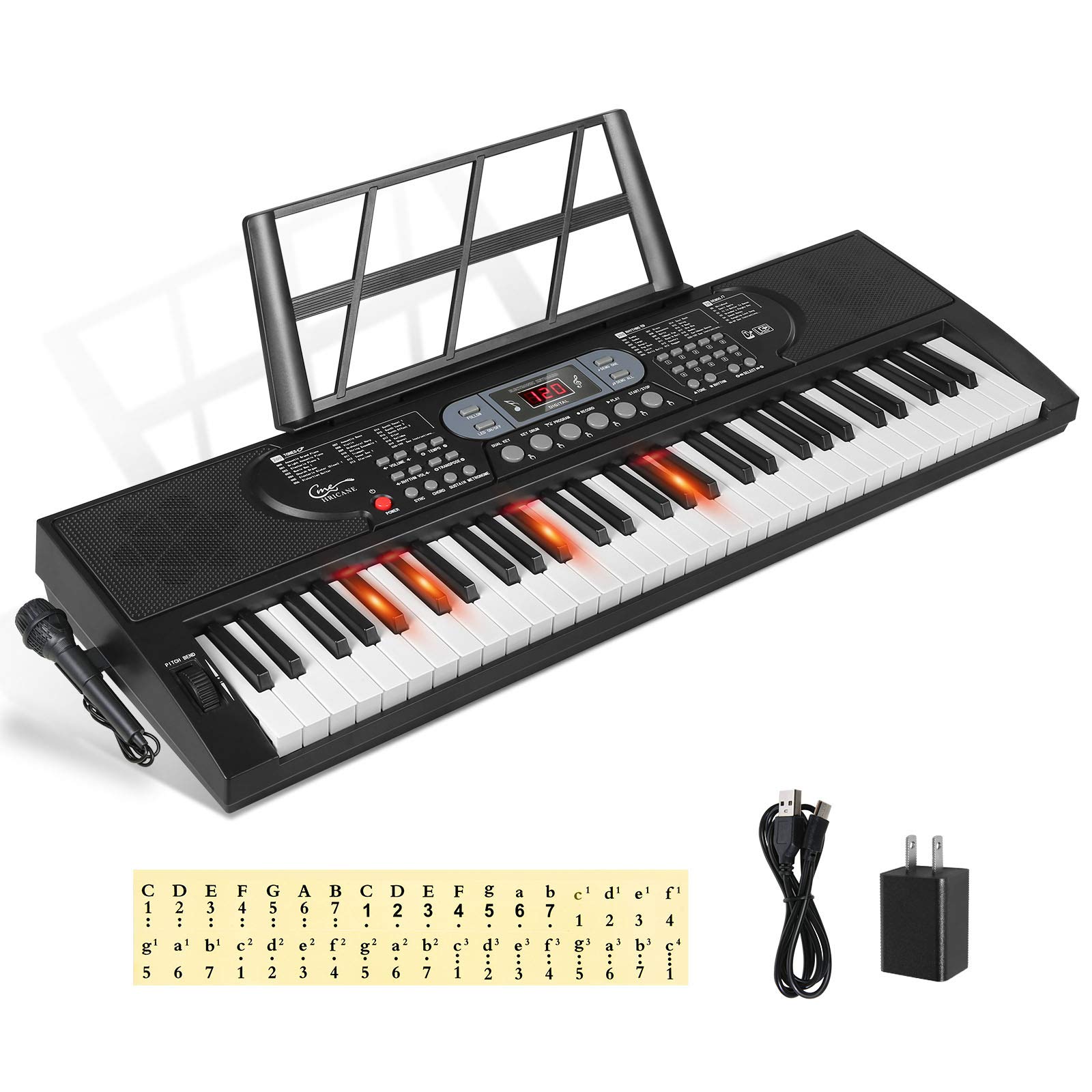 Hricane Keyboard Piano Lighted Keys for Beginner Adults Teens Kids, 61 Key Elect