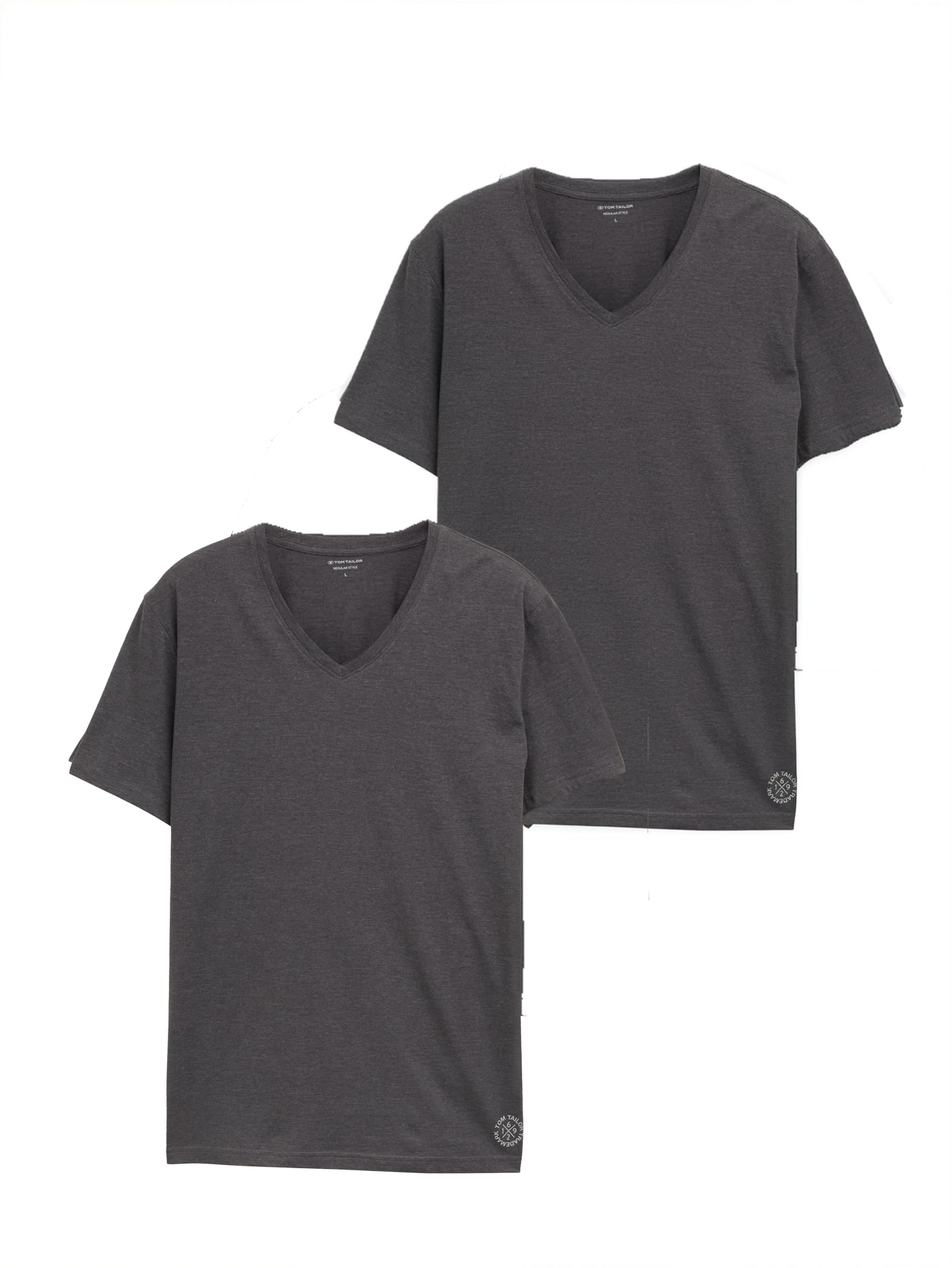TOM TAILOR Men's Basic V-Neck T-Shirt Pack of 2